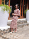 Kalamkari Soft Mul Cotton Leaf Cord Set - Brown