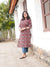 Ajrakh Block Print Pure Cotton Kurta ( One Piece ) - Red and Blue Geo