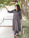 Ajrakh Floral Soft Mul Cotton Cord Set- Matte Black