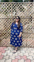 Dabu Block Print Cotton Dress - Navy Blue