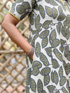 Dabu Block Print Cotton Dress -Gray