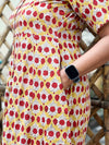 Dabu Block Print Cotton Dress - Mustard