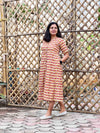 Dabu Block Print Cotton Dress - Mustard