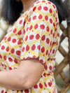 Dabu Block Print Cotton Dress - Mustard