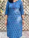 Bagh Block Print Paisley Kurta- Blue