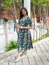 Dabu Block Print Cotton Dress - Green & Black
