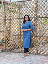 Bagh Block Print Paisley Kurta- Blue