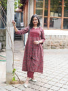 Ajrakh Lotus Soft Mul Cotton Cord Set - Maroon