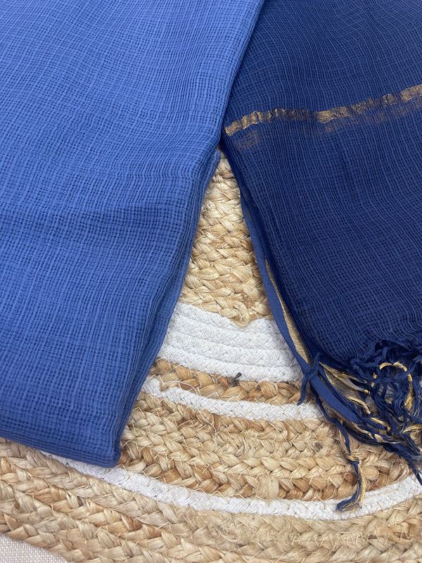 Cotton Kota Duppatta - Blue Shaded