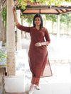 Ajrakh star Soft Mul Cotton Cord Set- Brown
