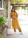 Ajrakh star Soft Mul Cotton Cord Set - Mustard