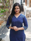 Ajrakh dots Soft Mul Cotton Cord Set - indigo