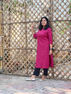 Bagh Block Print Floral Kurta ( One Piece ) - Magenta