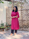 Bagh Block Print Floral Kurta - Magenta