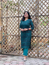 Bagh Block PrintKurta -Pine Green Square