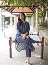 Ajrakh Diamond Soft Mul Cotton Cord Set - Black & Blue