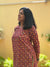 Sanganeri Print Cotton Cord Set ( 2 Piece ) -Burgundy