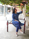 Ajrakh Diamond Soft Mul Cotton Cord Set - Indigo
