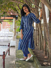 Ajrakh Mul Cotton Kurta - Diamond Indigo