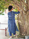 Ajrakh Diamond Soft Mul Cotton Cord Set - Indigo