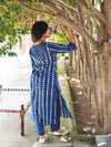 Ajrakh Mul Cotton Kurta - Diamond Indigo