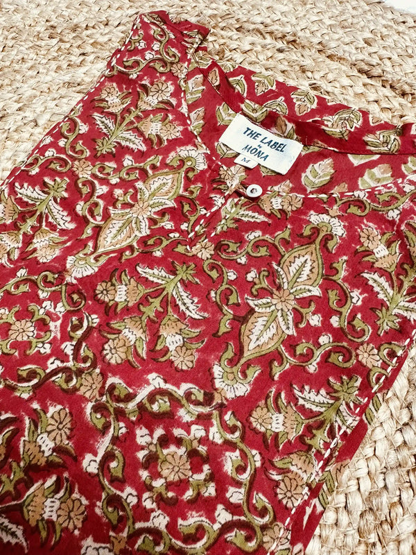 Sanganeri Cord Set ( 2 Piece ) - Red