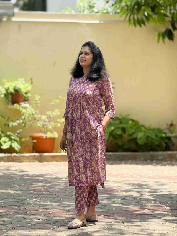 Mughal Hand Block Print- Lavender
