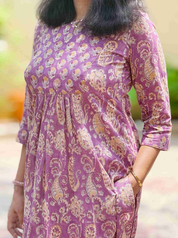 Mughal Hand Block Print- Lavender