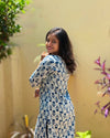 Dabu Floral print Cotton Cord Set - Indigo