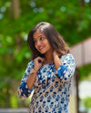 Dabu Floral print Cotton Cord Set - Indigo