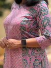 Sanganeri Print Cotton Cord Set ( 2 Piece ) -Mauve pink