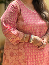 Sanganeri Print Cotton Cord Set ( 2 Piece ) -Peach Pink