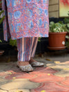 Sanganeri Print Cotton Cord Set ( 2 Piece ) - Purple Blue