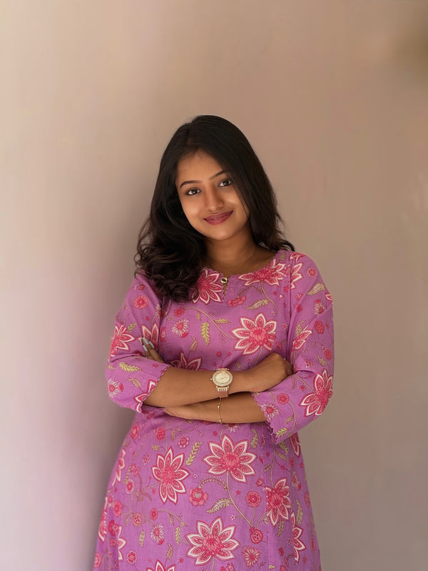 Sanganeri Prints Cotton Cord Set - Lavender