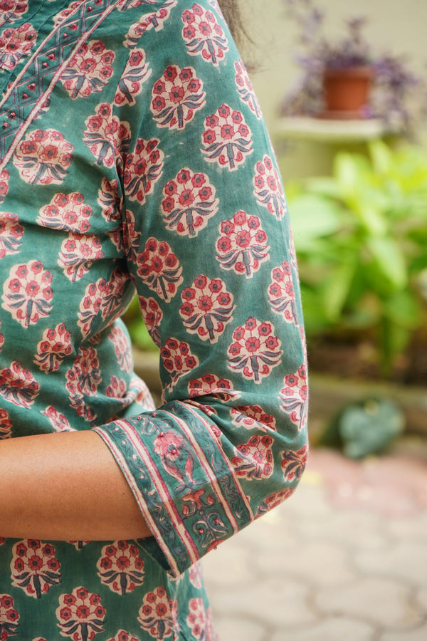 Sanganeri Hand Block Print ( 2 Piece ) - Green