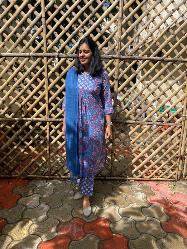 Front Gathers Co-ord Set - Blue