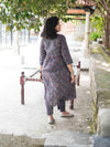 Ajrakh Floral Soft Mul Cotton Cord Set- Matte Black