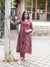 Ajrakh Lotus Soft Mul Cotton Cord Set - Maroon