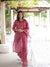 Ajrakh Lotus Soft Mul Cotton Angrakhaa Neck Cord Set - Red