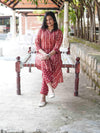 Ajrakh Block Print Mul Cotton Kurta - Red