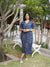Blue Floral Bagru Hand Block Print Cotton Dress for women