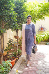 Blue Sanganeri patterned hand block print two-piece cotton co-ord set for women