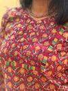 Sanganeri Print Cotton Cord Set ( 2 Piece ) -Burgundy