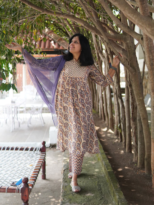 Ajrakh floral Mul Cotton