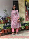 Sanganeri Print Cotton Cord Set ( 2 Piece ) - Fawn Peach