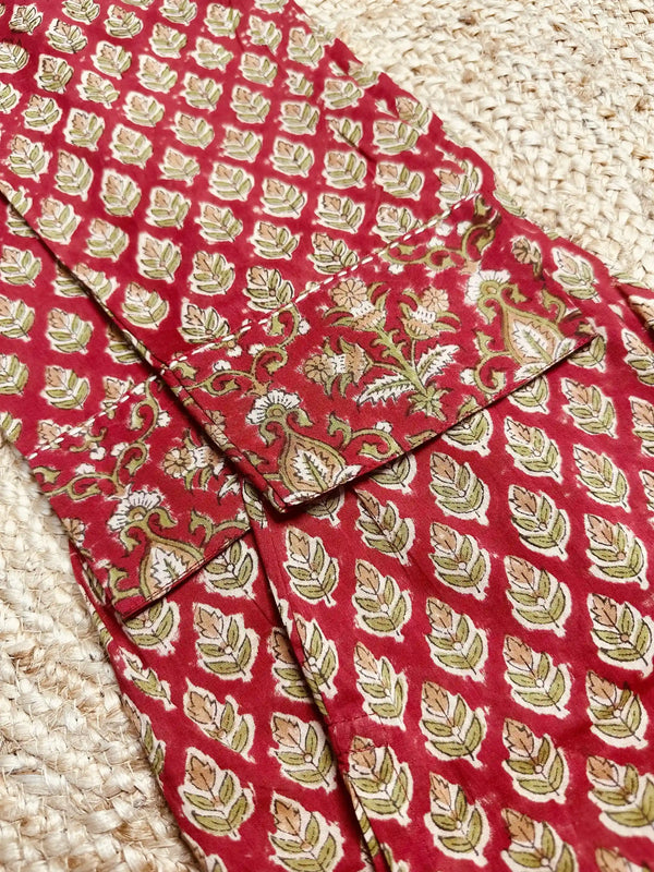 Sanganeri Cord Set ( 2 Piece ) - Red