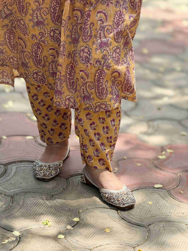 Mughal Hand Block Print- Earthy Yellow
