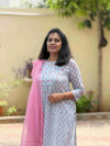 Mughal Hand Block Print( 2 Piece ) - Sea Green