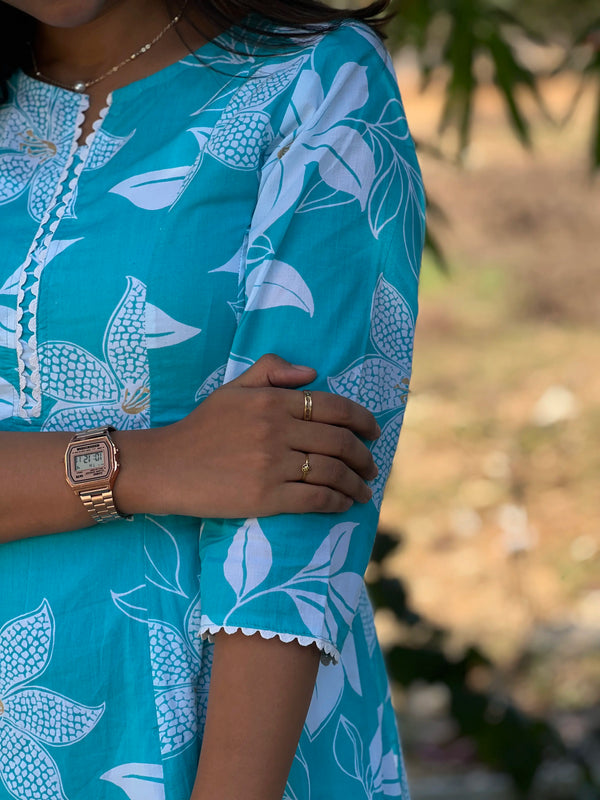 Flared &nbsp;Cord Set ( 2 Piece ) - Turquoise Blue