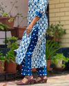 Dabu Floral print Cotton Cord Set - Indigo